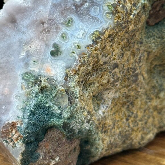 Pink Amethyst Sugar Druzy Free Form Specimen Crystal 1232g Moss Agate Geode - Picture 8 of 14